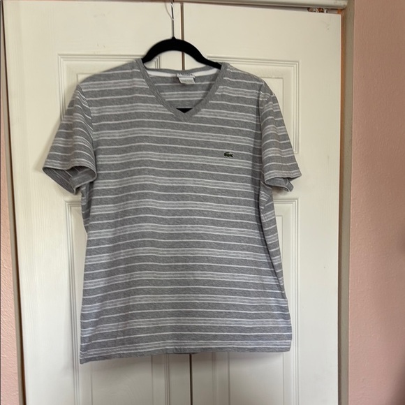 Men’s Lacoste Striped Gray Short Sleeve Tee size S - Picture 1 of 6